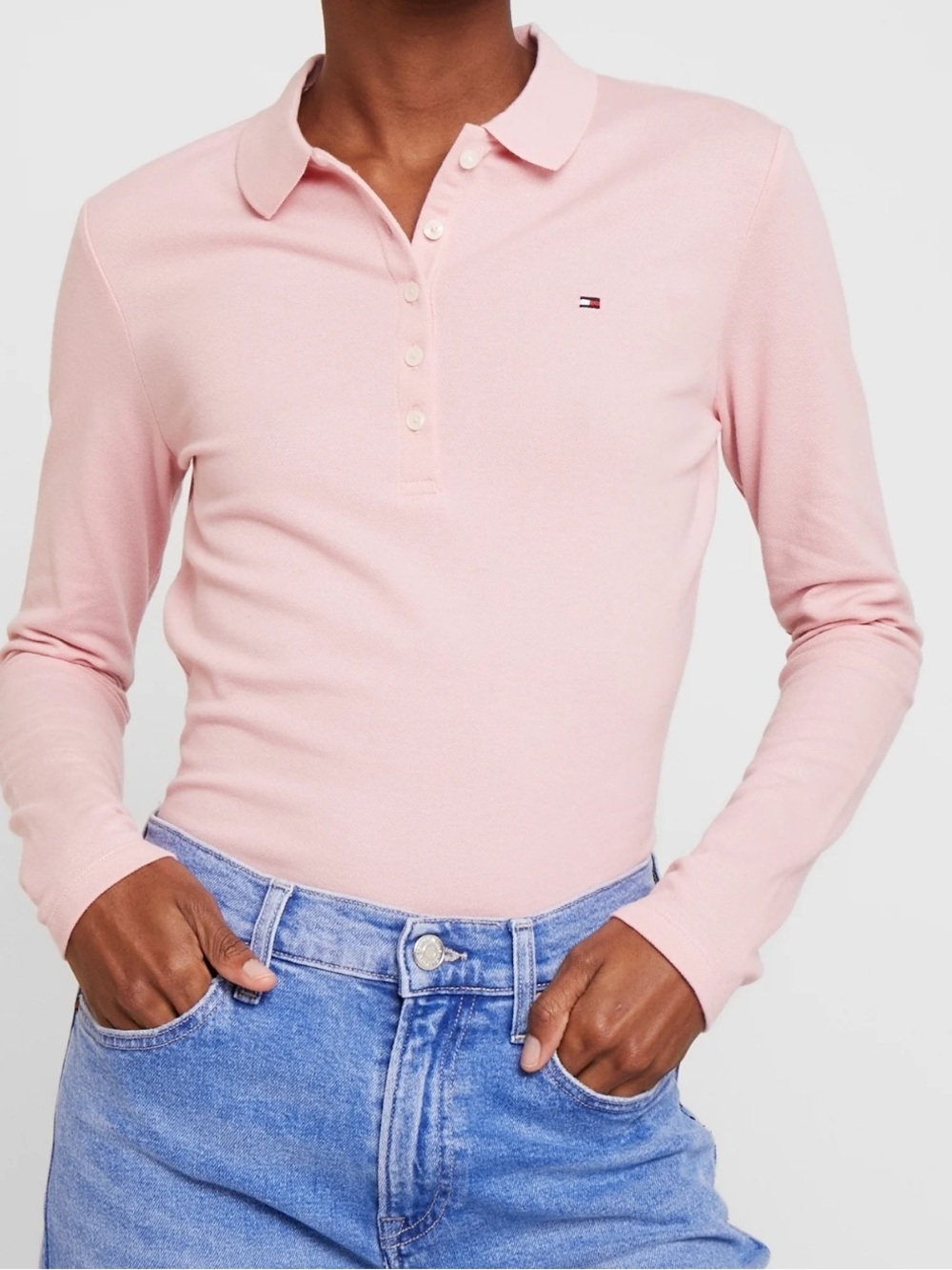 180. Tommy Hilfiger Light Pink Long Sleeve Polo Top.